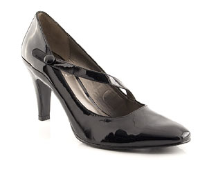 Lotus Patent Asymmetric Strap Court Shoe