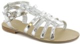 Platino `Spoon` Ladies Gladiator Style Flat Sandal Shoes - Silver - 5 UK