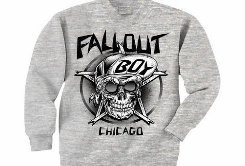 Loudclothing Fall Out Boy Skull Crew Neck - Medium 38-40`` (Grey)