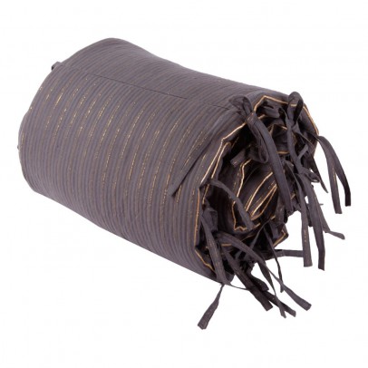 Louis Louise Elfe Gold Striped Bed Bumper Charcoal grey `One