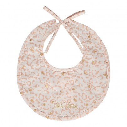 Louis Louise Leopard Bib Pale pink `One size