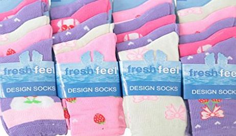 Louise23 10pairs Girls Cotton Blend Funky Pattern Design Socks Girls Back To School Socks Shoe Size 12-3