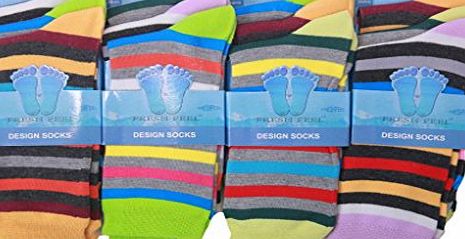 Louise23 12pairs Lades Funky Multi Colour Retro Stripe Everyday Wear Work Casual Fun Novelty Socks Womens Dress Socks Stripe Design