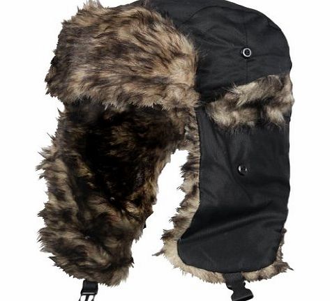 Louise23 Boys Outdoor Breathable Shower Proof Winter Warm Trapper Ski Fur Hat Black
