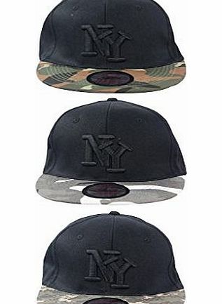 Louise23 Boys Retro Urban NY Camouflage Design Snapback Hip Hop Baseball Cap Mens Snap Back Peak Hat Black White Camouflage