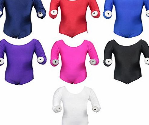 Girls Long Sleeve School Wear School Uniform Dance Ballet Leotard Gymnastics Sports Top Black 3-4years