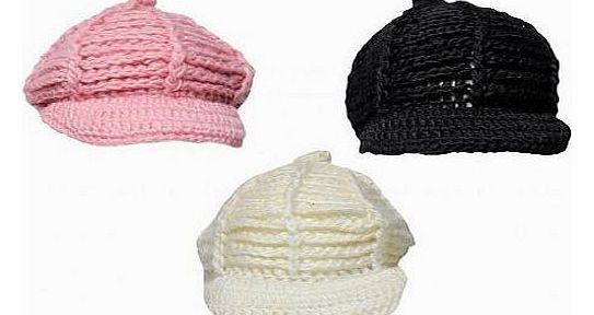 Louise23 Ladies Knitted Retro Celebrity Fashion Baker Boy Peak Beanie Hat Pink