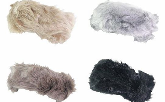 Ladies Retro Celebrity Towie Style Headband Fake Fur Womens Fleece Lined Ear Warmer Ski Hat Winter White