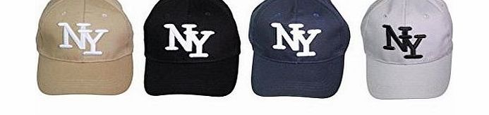 Louise23 MENS BOYS ONE SIZE VELCRO BACK ADJUSTABLE BASEBALL CAP HAT NY NEW YORK LOGO Blue