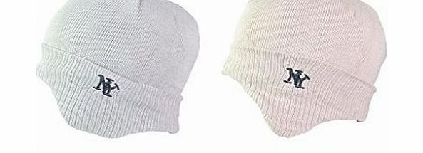 Mens Fleece Lined Thermal Warm GERMAN Hat Ear Flap NY Design Beanie Ski Hat Ear Warmer Ribbed Hat Beige