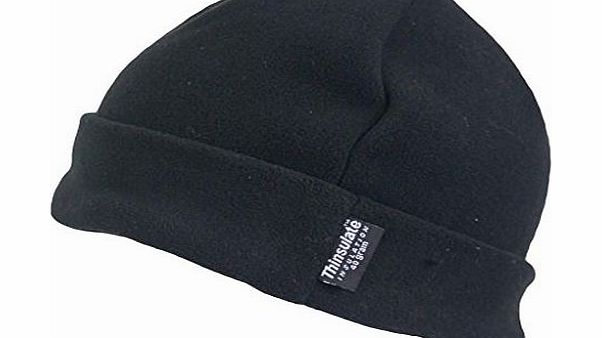 Louise23 Mens Outdoor Turn Up Extra Warm Thinsulate Lined Winter Fleece Beanie Ski Hat Fishing Walking Hiking Hat Black One Size