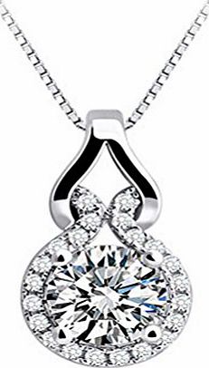 Love Beautiful Jewelry Sterling Silve Necklaces For Women Swarovski Crystal White Gold Plated Diamond Zircon 45CM Silver Chain