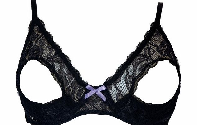 Love Fifi LoveFifi Womens Portrait Open Tip Bra - 34 - Black