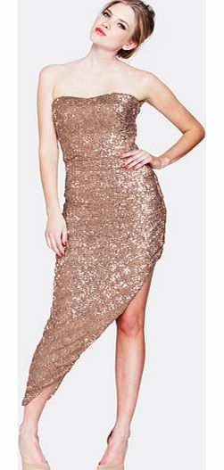 Love label Sequin Side Hi Low Bandeau Dress