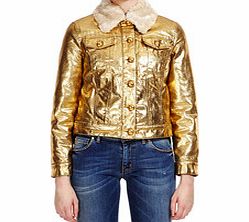 Love Moschino Gold shiny aviator-style jacket