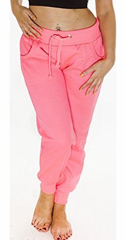 Love My Fasions Plain Two Pocket Jogging Tracksuit Trousers Sport Gym Bottoms - Coral - Size S M L 8 10 12