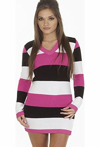 Love My Fashions Womens Full Length Full Sleeve Stripe Three Tone Jumper Sweater - Size X M L XL XXL XXXL 8 10 12 14 16 18