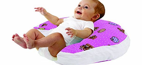 LOVE2SLEEP  BABY FEEDING/ NURSING PILLOW HOLLOWFIBRE FILLED FOR COMPLETE SUPPORT PURPLE DOTS