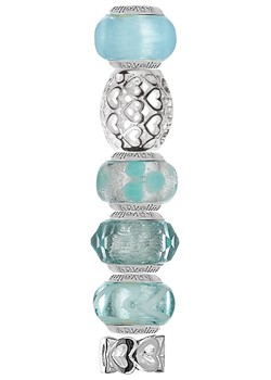 Lovelinks Set of 6 Silver and Murano Glass Ice