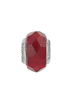 Lovelinks Silver and Red Ruby Ice Murano Glass