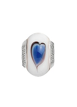Silver Big Heart Murano Glass Charm