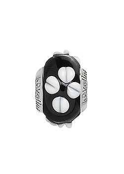Lovelinks Silver Black and White Candy Flower