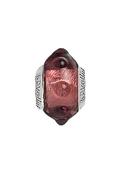 Lovelinks Silver Bumpy Road Plum Textured Murano