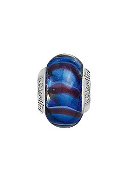 Silver Cobalt Candy Murano Glass Charm