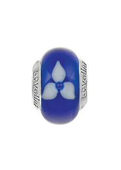 Lovelinks Silver Colbalt Clematis Murano Glass