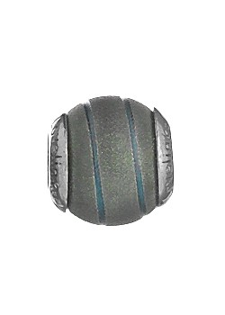 Silver Metallic Bead with Blue Stripes