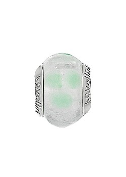 Silver Mint Shamrock Murano Glass