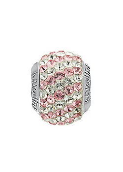 Lovelinks Silver Rose Crystal Stripes Ball Charm