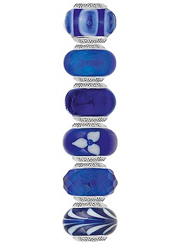 Lovelinks Silver Set of 6 Deep Blue Sea Murano