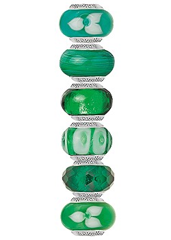 Lovelinks Silver Set of 6 Shamrocks In The Green