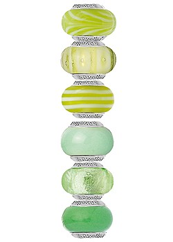 Lovelinks Silver Set of 6 Spring Green Murano