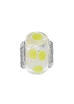 Lovelinks Silver Shamrock Lime Murano Glass