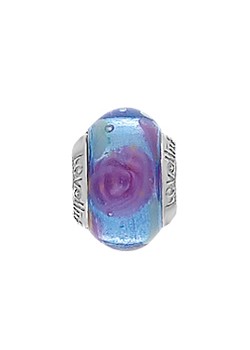 Silver Sky Blue and Pink Rose Murano