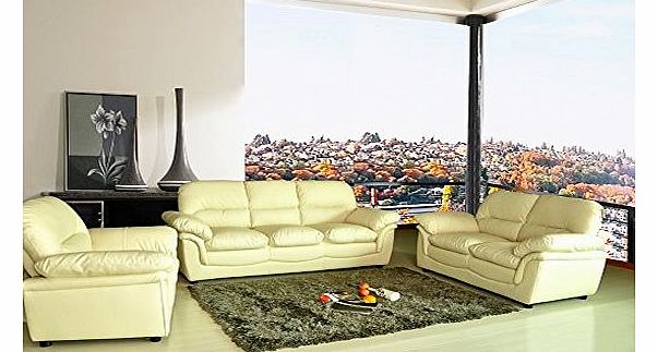 Lovesofas Verona 3 2 1 Leather Sofa Suite in Cream