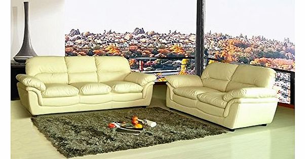 Verona 3+2 Leather Sofa Suite in Cream