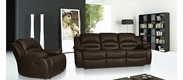 Wiltshire 3+1 seater leather recliner sofa suite in Brown
