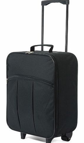 49x33x20cm FOLDABLE Cabin Suitcase Trolley Small Case Flight Bag Fits 50x40x20 EasyJet Guarantee Ryanair (BZ4237 Black)