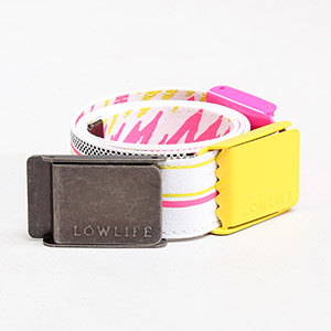 Lowlife Rumble Reversible web belt - Wht/Blk/Pnk