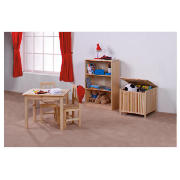 playroom table & chairs, bookshelf & toy