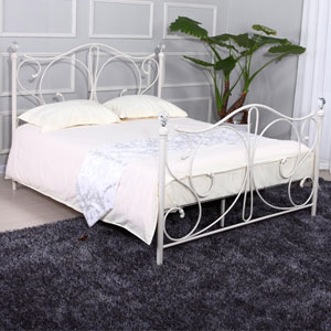 , Florence, 4FT 6 Double Metal Bedstead - White