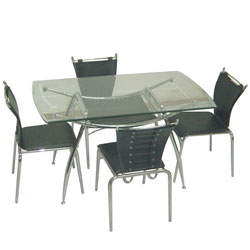 LPD - Portico Dining Table & 4 Black Faux