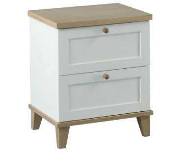 LPD Bedside Cabinet White with Ash Detail