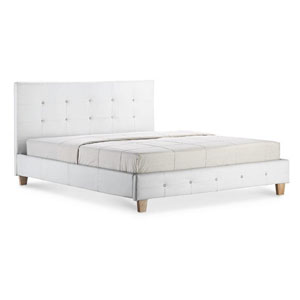 Diamante 4FT 6 Double Leather Bedstead - White