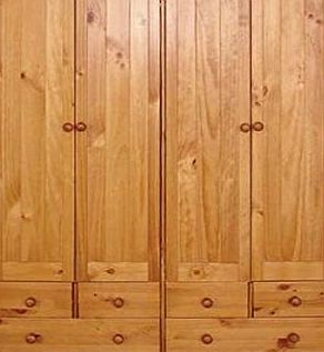 LPD Furniture Baltic Antique Pine 4 Door   6 Drawer Wardrobe