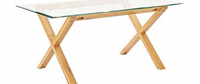LPD Furniture Cadiz Dining Table, In Oak amp; Clear Glass