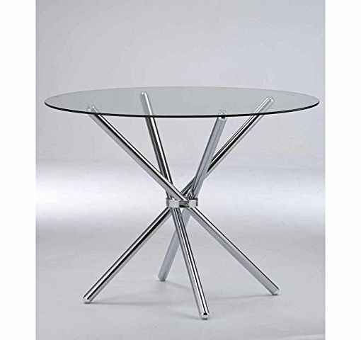 LPD Furniture Casa 90cm Oval Glass Dining Table - Metal Tripod Style Stand - Round Glass Dining Table - Contemporary Table